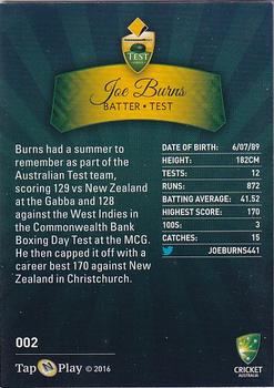 2016-17 Tap 'N' Play CA/BBL Cricket #002 Joe Burns Back