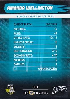 2016-17 Tap 'N' Play CA/BBL Cricket #081 Amanda Wellington Back