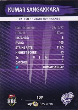 2016-17 Tap 'N' Play CA/BBL Cricket #109 Kumar Sangakkara Back