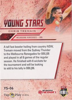 2016-17 Tap 'N' Play CA/BBL Cricket - Young Stars #YS-06 Chris Tremain Back