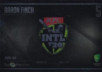 2016-17 Tap 'N' Play CA/BBL Cricket - Jersey Numbers Silver #JNS-06 Aaron Finch Back