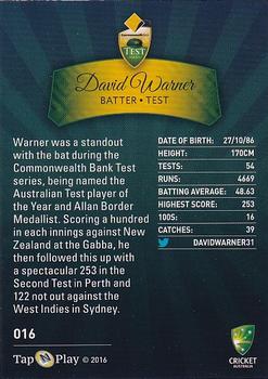 2016-17 Tap 'N' Play CA/BBL Cricket - Gold #016 David Warner Back