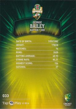 2016-17 Tap 'N' Play CA/BBL Cricket - Gold #033 George Bailey Back