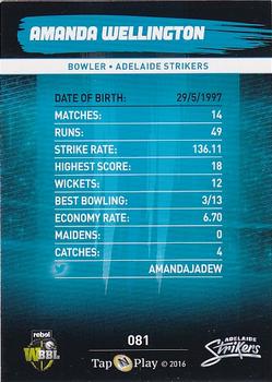 2016-17 Tap 'N' Play CA/BBL Cricket - Gold #081 Amanda Wellington Back