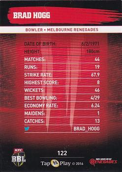 2016-17 Tap 'N' Play CA/BBL Cricket - Gold #122 Brad Hogg Back