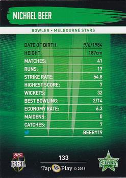 2016-17 Tap 'N' Play CA/BBL Cricket - Gold #133 Michael Beer Back