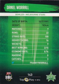 2016-17 Tap 'N' Play CA/BBL Cricket - Gold #143 Daniel Worrall Back