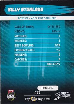 2016-17 Tap 'N' Play CA/BBL Cricket - Silver #077 Billy Stanlake Back