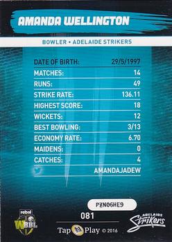 2016-17 Tap 'N' Play CA/BBL Cricket - Silver #081 Amanda Wellington Back
