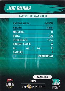 2016-17 Tap 'N' Play CA/BBL Cricket - Silver #083 Joe Burns Back