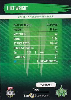 2016-17 Tap 'N' Play CA/BBL Cricket - Silver #144 Luke Wright Back
