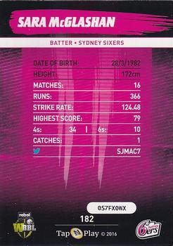 2016-17 Tap 'N' Play CA/BBL Cricket - Silver #182 Sara McGlashan Back