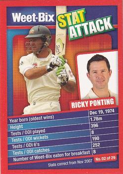 2007-08 Weet-Bix Stat Attack #02 Ricky Ponting Front