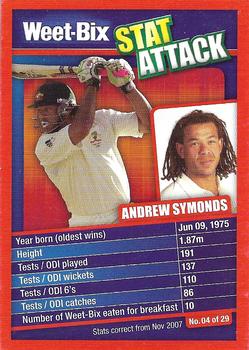 2007-08 Weet-Bix Stat Attack #04 Andrew Symonds Front