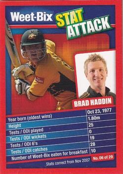 2007-08 Weet-Bix Stat Attack #06 Brad Haddin Front