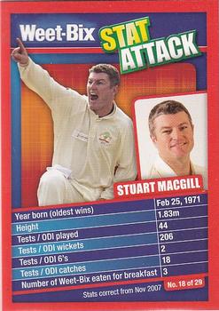 2007-08 Weet-Bix Stat Attack #18 Stuart MacGill Front