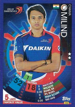 2017-18 Topps Cricket Attax IPL #13 Chama Milind Front