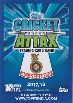 2017-18 Topps Cricket Attax IPL #86 Stuart Binny Back