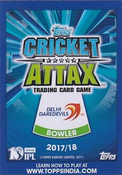 2017-18 Topps Cricket Attax IPL #124 Amit Mishra Back