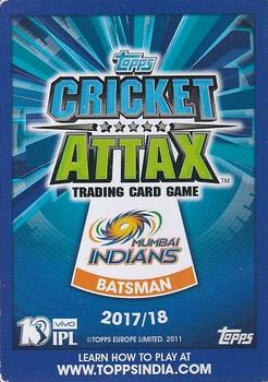2017-18 Topps Cricket Attax IPL #211 Rohit Sharma Back