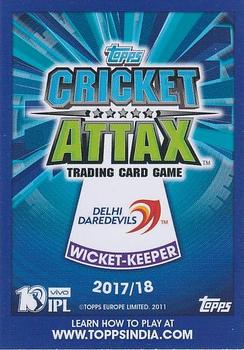 2017-18 Topps Cricket Attax IPL - Auction Stars #AS1 Aditya Tare Back