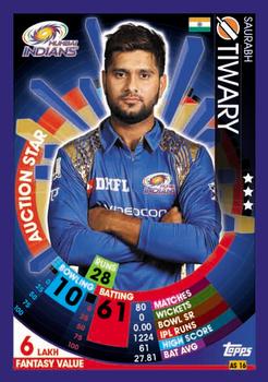 2017-18 Topps Cricket Attax IPL - Auction Stars #AS16 Saurabh Tiwary Front