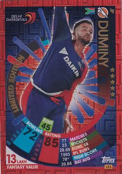 2017-18 Topps Cricket Attax IPL - Limited Edition #LE3 JP Duminy Front