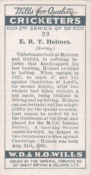 1928 Wills's Cricketers 2nd Series #20 Errol Holmes Back
