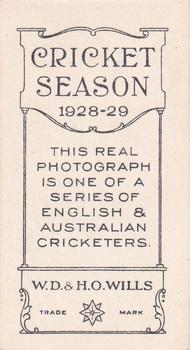 1928-29 Wills's Cricket Season #NNO Edward a'Beckett Back