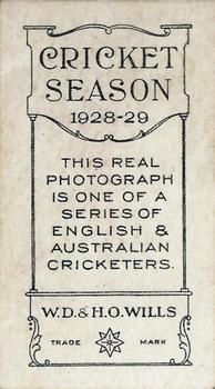 1928-29 Wills's Cricket Season #NNO Don Bradman Back