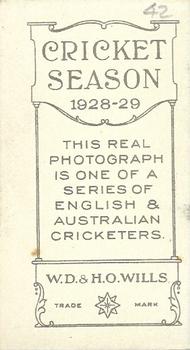 1928-29 Wills's Cricket Season #NNO Samuel Staples Back