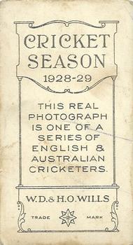 1928-29 Wills's Cricket Season #NNO Maurice Tate Back