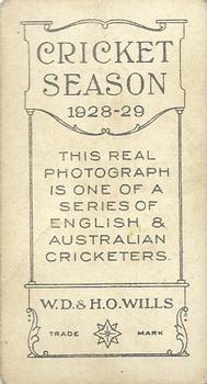 1928-29 Wills's Cricket Season #NNO Francis Thompson Back