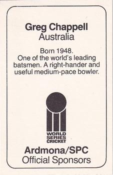 1978-79 Ardmona World Series Cricket #NNO Greg Chappell Back