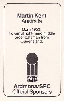 1978-79 Ardmona World Series Cricket #NNO Martin Kent Back