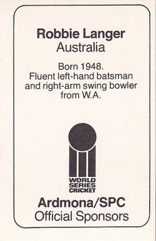 1978-79 Ardmona World Series Cricket #NNO Robbie Langer Back