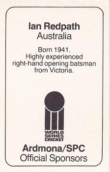 1978-79 Ardmona World Series Cricket #NNO Ian Redpath Back
