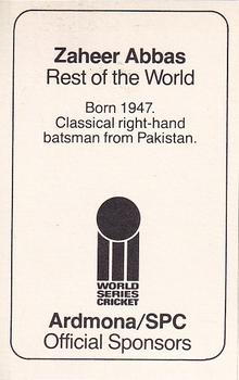 1978-79 Ardmona World Series Cricket #NNO Zaheer Abbas Back