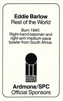 1978-79 Ardmona World Series Cricket #NNO Eddie Barlow Back