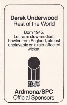 1978-79 Ardmona World Series Cricket #NNO Derek Underwood Back