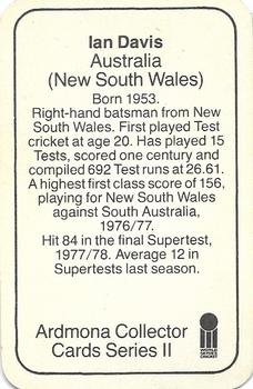 1979-80 Ardmona International Cricket #NNO Ian Davis Back
