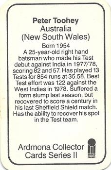 1979-80 Ardmona International Cricket #NNO Peter Toohey Back