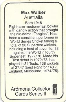1979-80 Ardmona International Cricket #NNO Max Walker Back