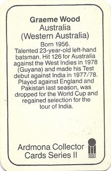 1979-80 Ardmona International Cricket #NNO Graeme Wood Back