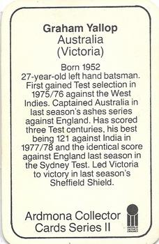 1979-80 Ardmona International Cricket #NNO Graham Yallop Back