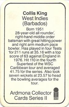 1979-80 Ardmona International Cricket #NNO Collis King Back
