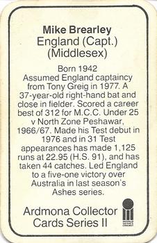 1979-80 Ardmona International Cricket #NNO Mike Brearley Back
