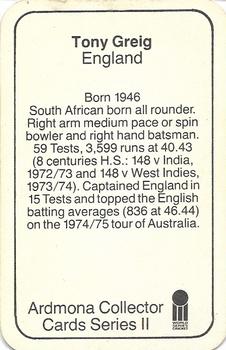 1979-80 Ardmona International Cricket #NNO Tony Greig Back