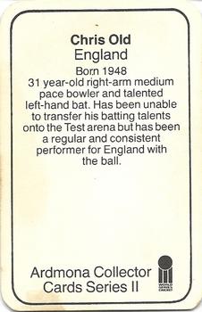 1979-80 Ardmona International Cricket #NNO Chris Old Back