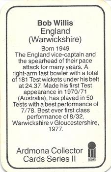 1979-80 Ardmona International Cricket #NNO Bob Willis Back